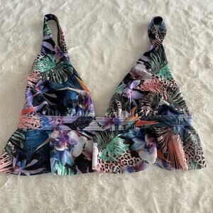 ASOS swim cheetah floral bikini bathing suit top size US 8